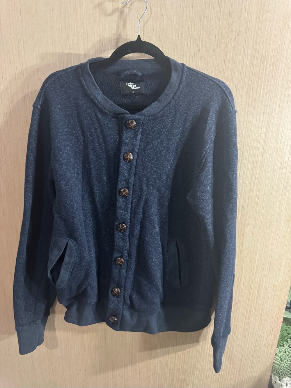 Men's Cedar Wood State Navy Button-Front Sweater Cardigan Size Large